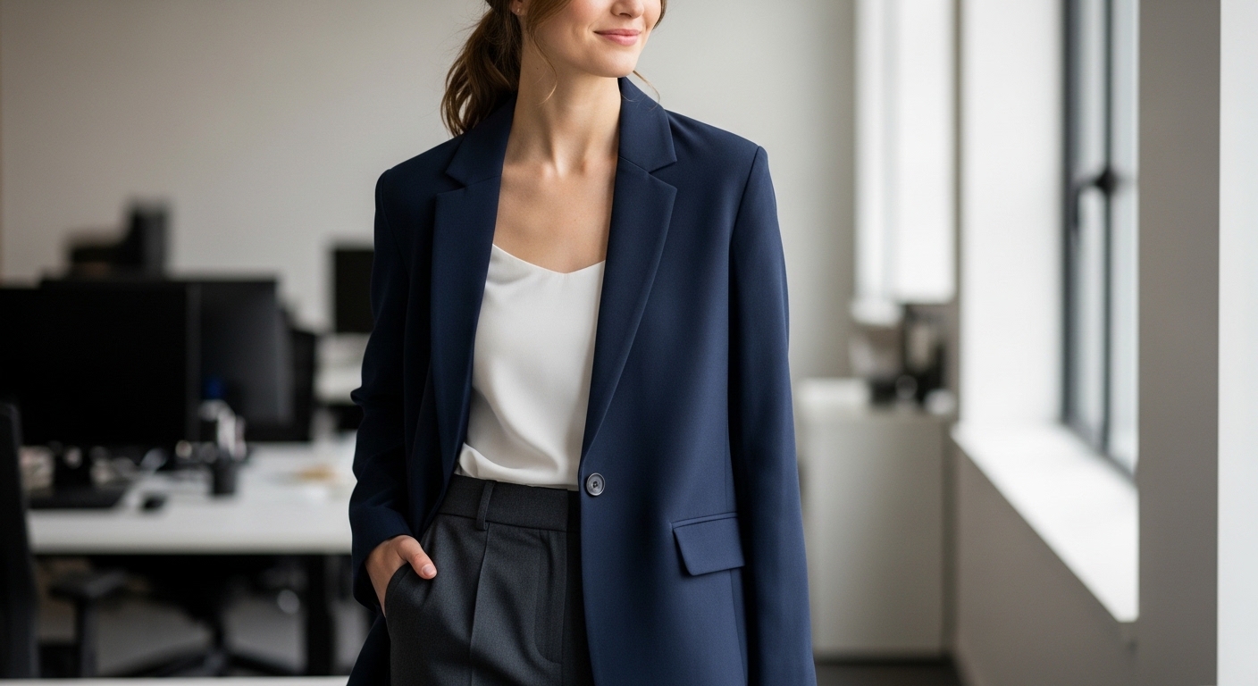 Relaxed Polyester Blazer